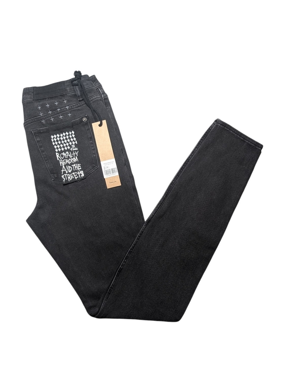Ksubi Slim Black Jeans with White Back-Pocket Graphic